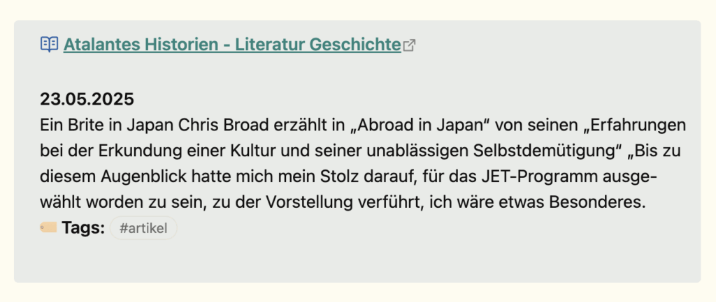 Bild zeigt ein Bookmark ohnen Bils, bevor die CSS-Datei nicht abgepasst wurde (einfache blaue Box)